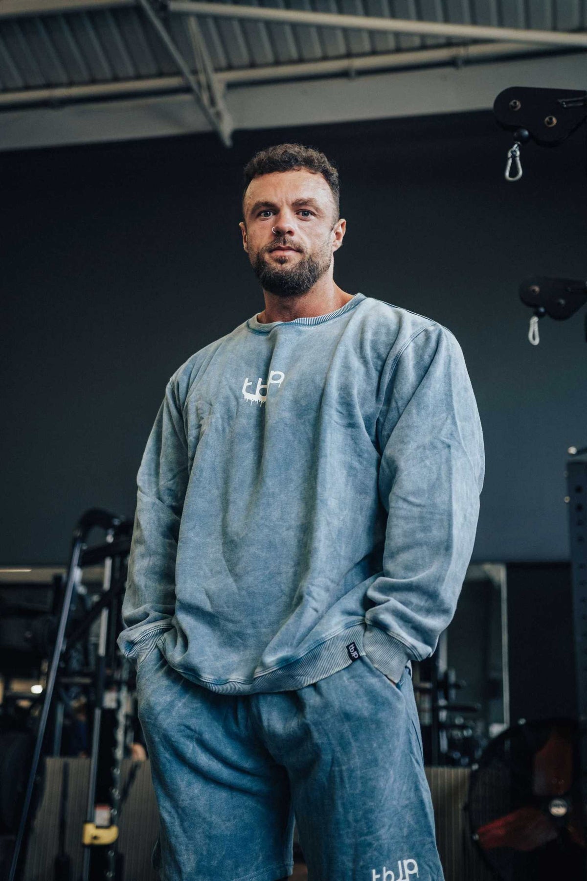 tbJP Drip Logo Sweater in Blue Green with Cream Logo - UTILITY01 - Imagem 2