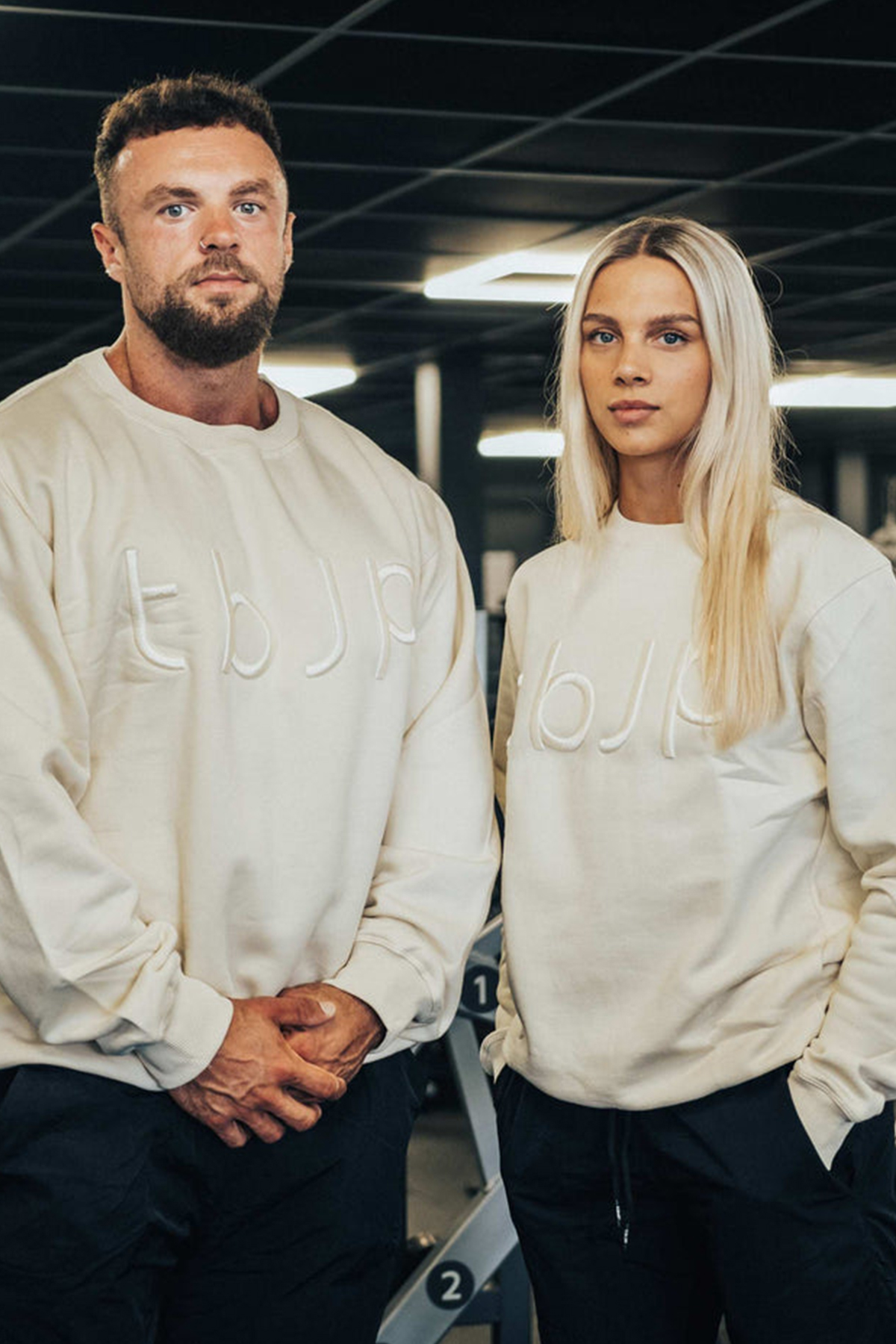 Embroidered Sweater with tbJP Logo in Cream - UTILITY01